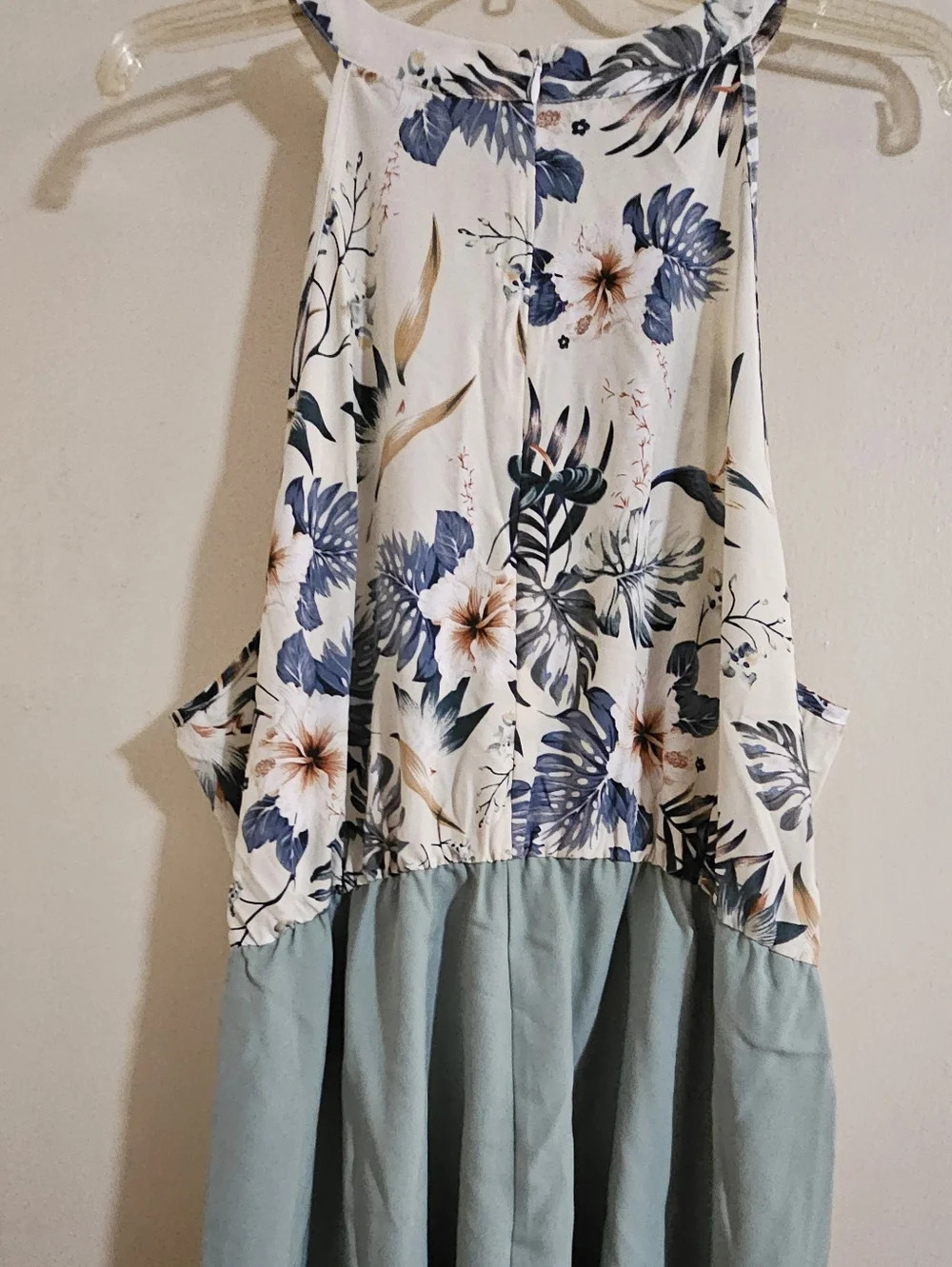 SHEIN Cream Floral Halter Maxi Dress with Sage Skirt - Picture 3 of 4